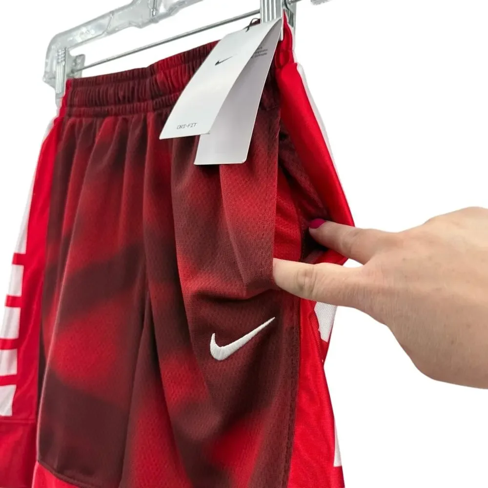 NWT Boys Nike Dri Fit Baggy Loose Fit Red White Basketball Shorts Size Medium